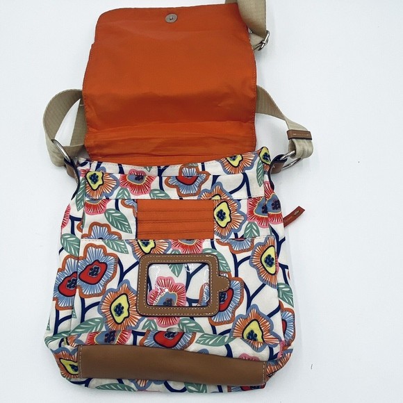 Lily Bloom Floral Crossbody Purse Bag Multi Pockets Flap Over Snap & Zip Closure - Picture 7 of 16
